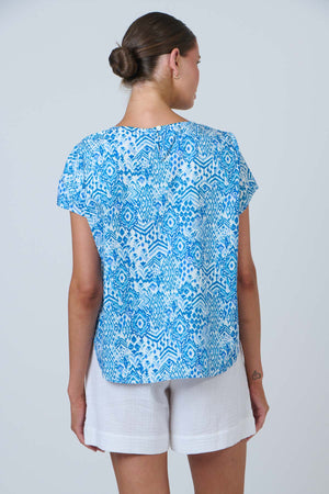 Namastai Round Neck Tee in Aqua Souk