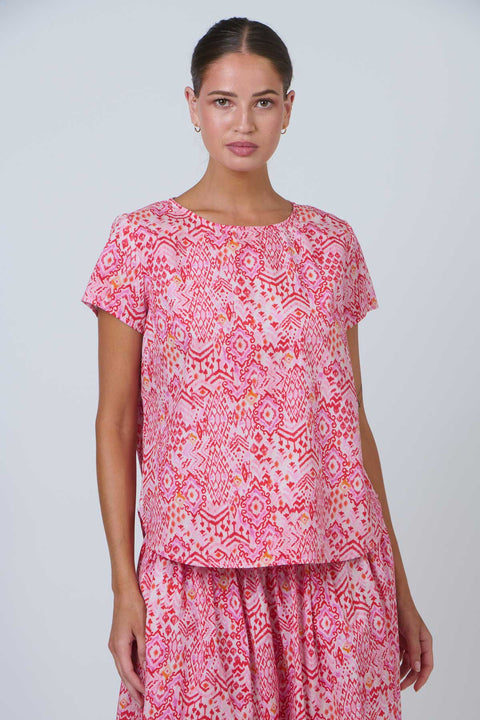 Namastai Round Neck Tee in Rose Souk