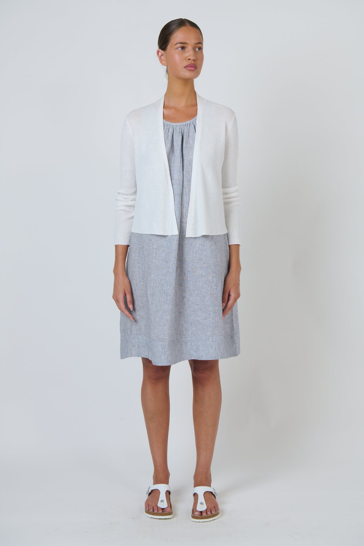 Naturals by O & J Ribbed Knit Cardigan in White