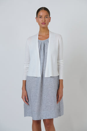 Naturals by O & J Ribbed Knit Cardigan in White