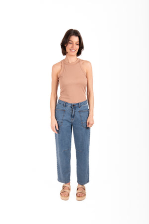 New London Durham Patch Pocket Barrel Jean in Light Wash