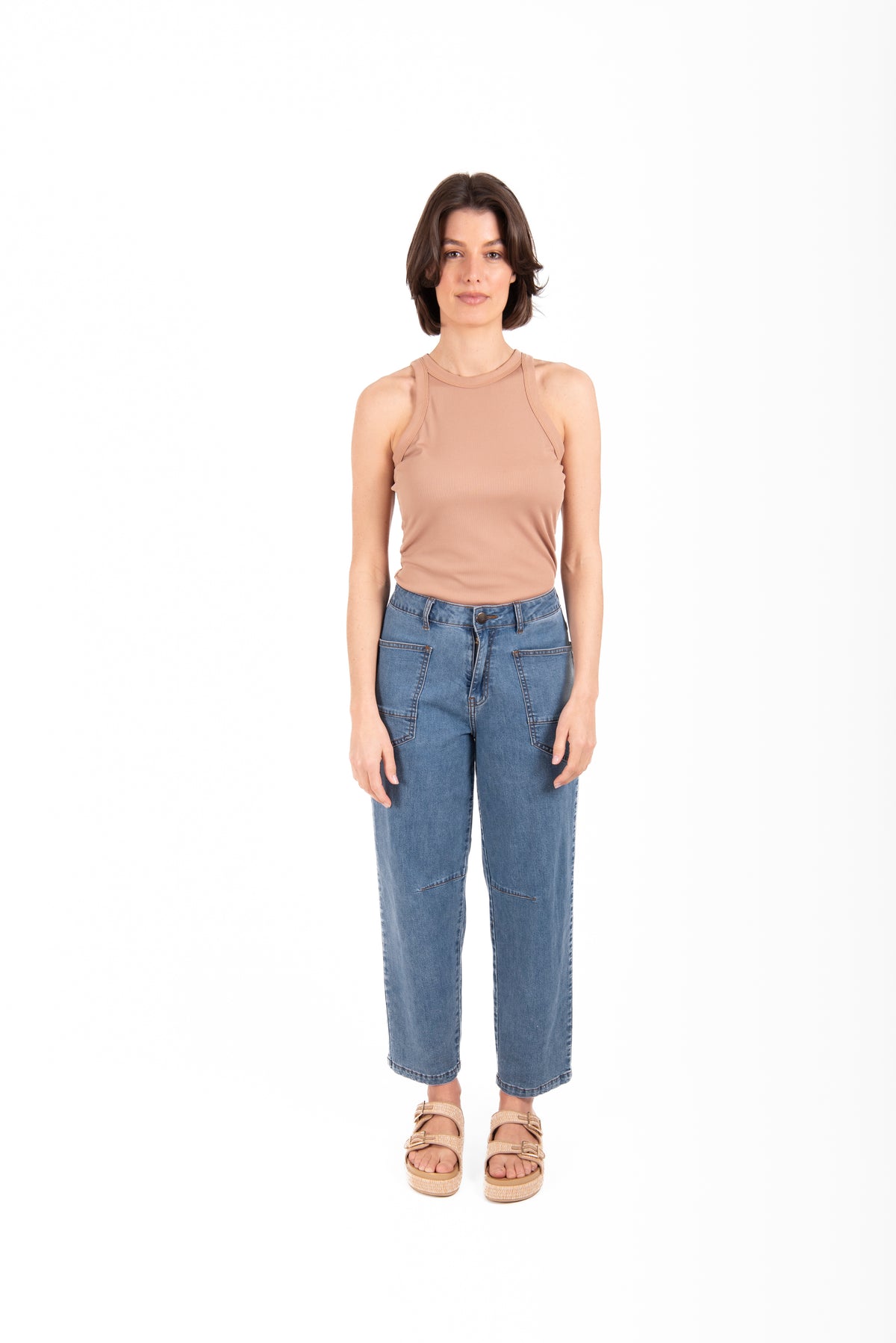 New London Durham Patch Pocket Barrel Jean in Light Wash