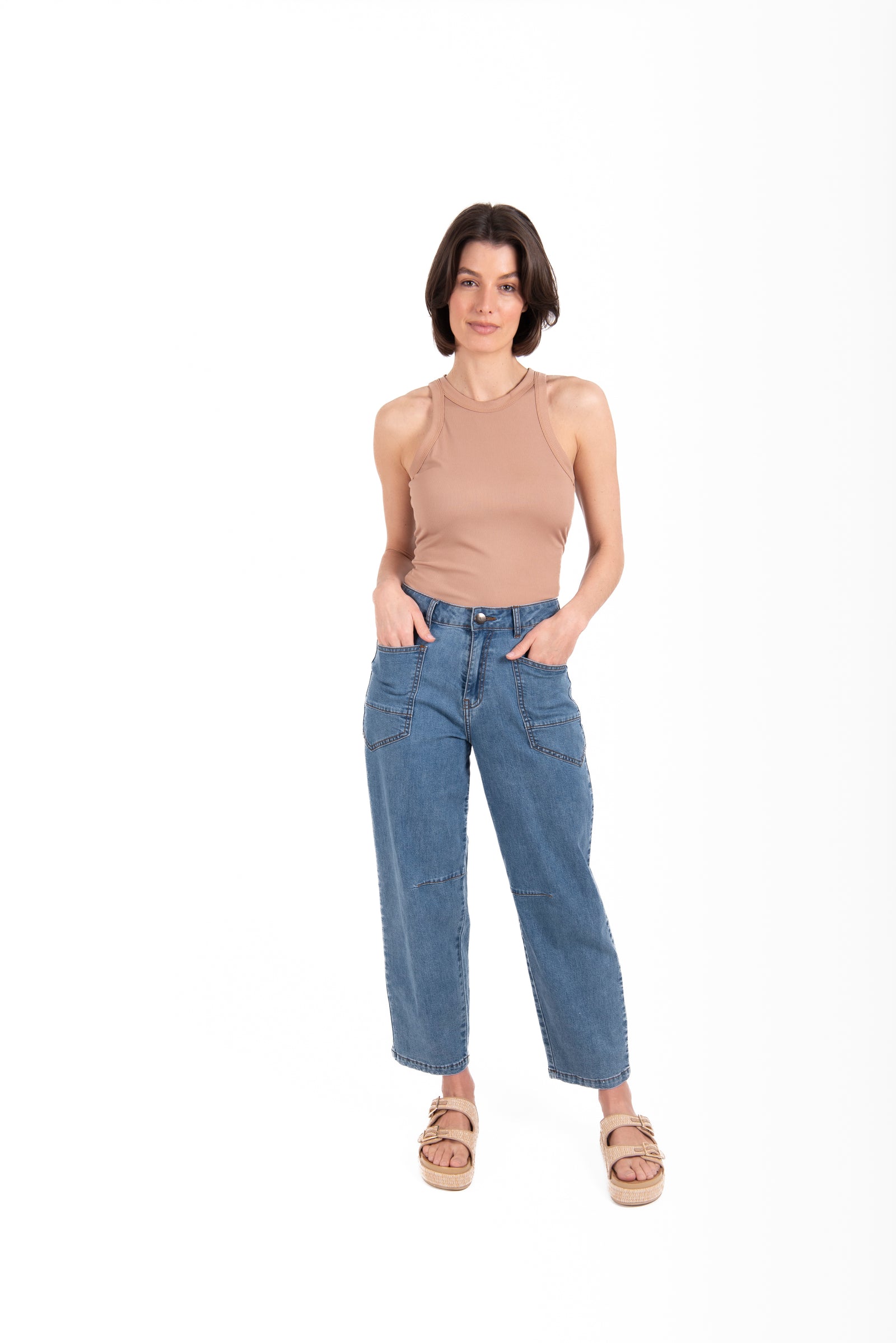 New London Durham Patch Pocket Barrel Jean in Light Wash