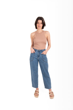 New London Durham Patch Pocket Barrel Jean in Light Wash