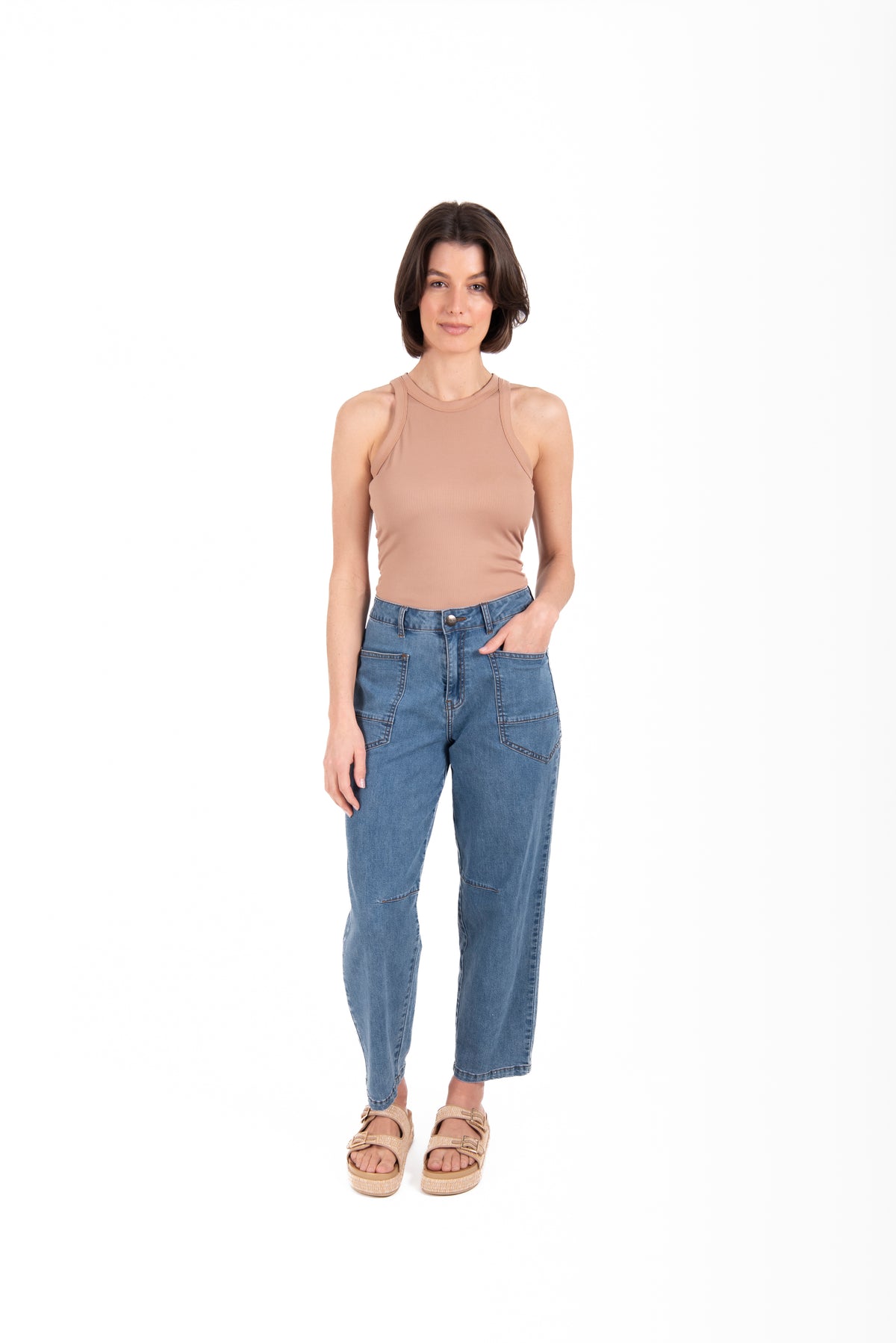 New London Durham Patch Pocket Barrel Jean in Light Wash