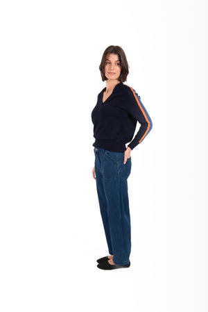 New London Jeans Penrith High Rise Crop Length Loose Jean in Indigo
