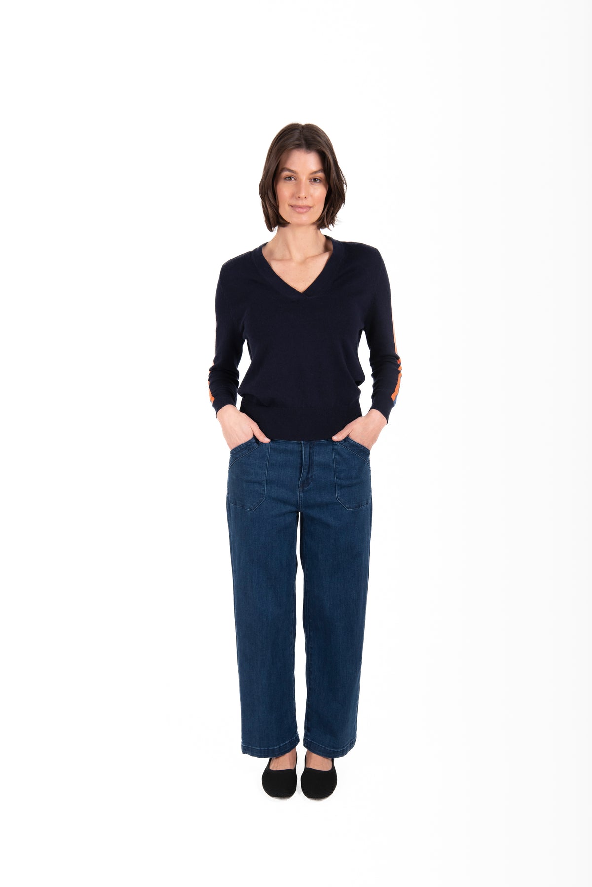 New London Jeans Penrith High Rise Crop Length Loose Jean in Indigo