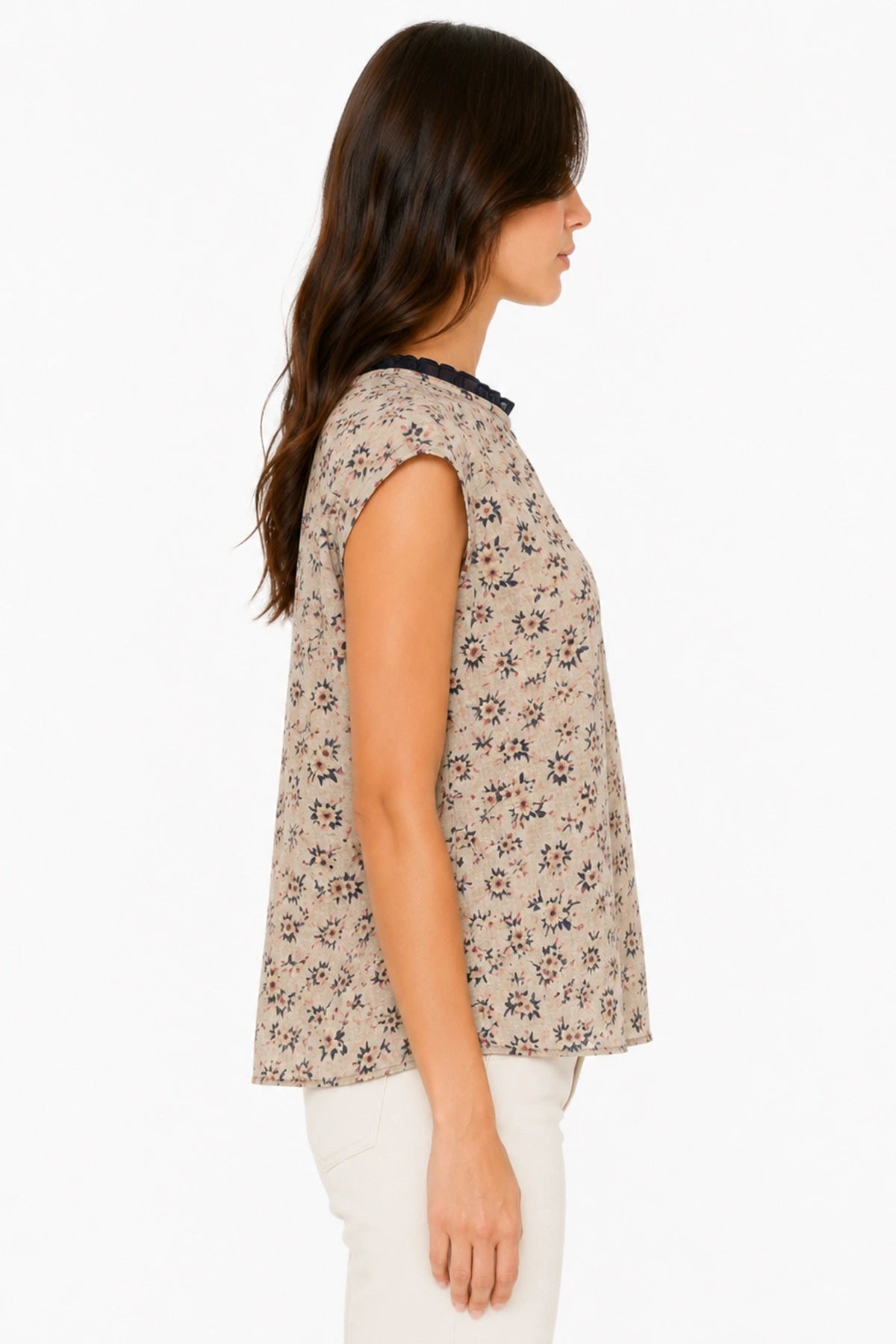 JJ Sisters Meadow Silk Linen Top in Natural