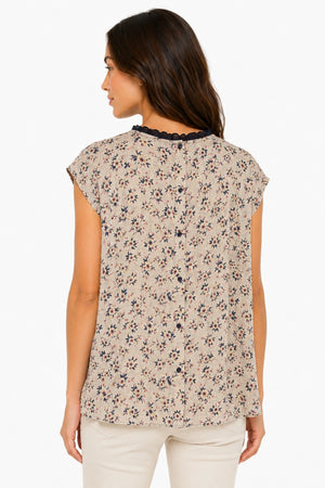 JJ Sisters Meadow Silk Linen Top in Natural