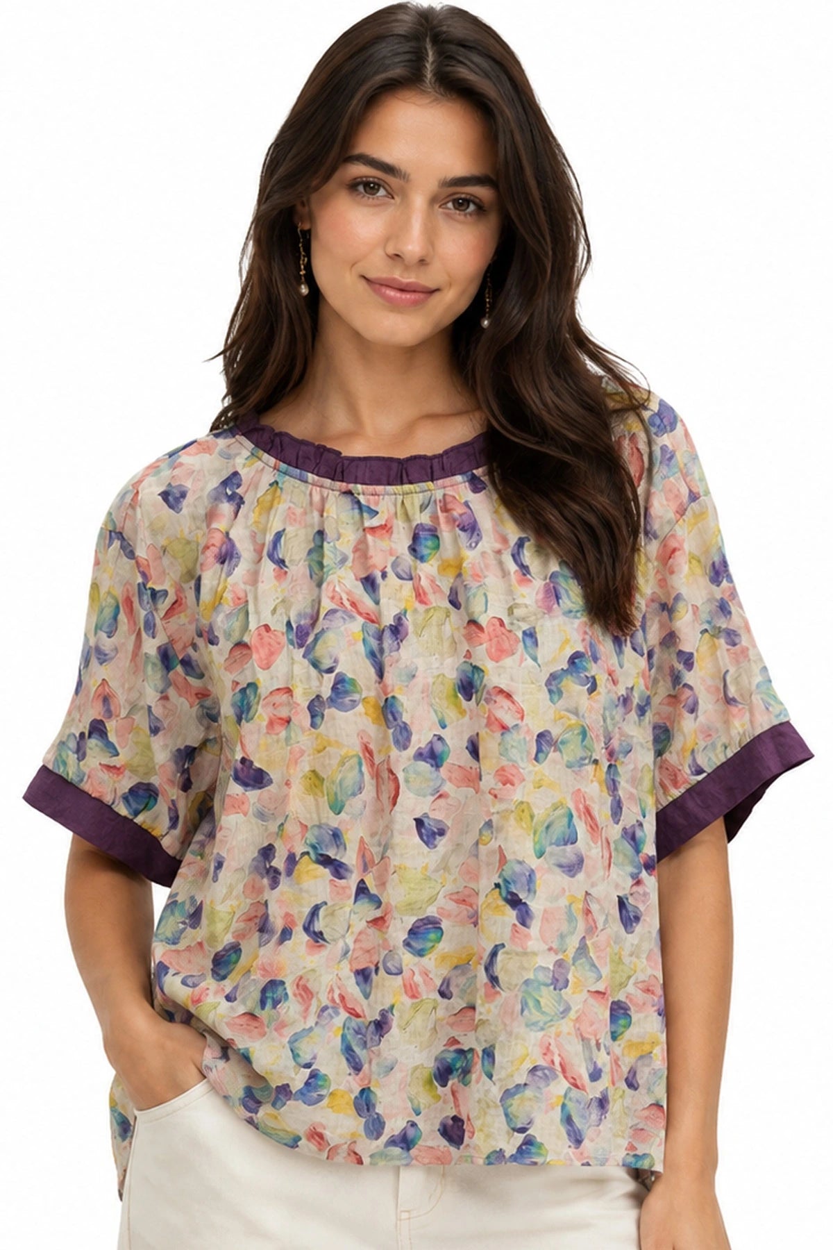 JJ Sisters Petal Viscose Top in Purple