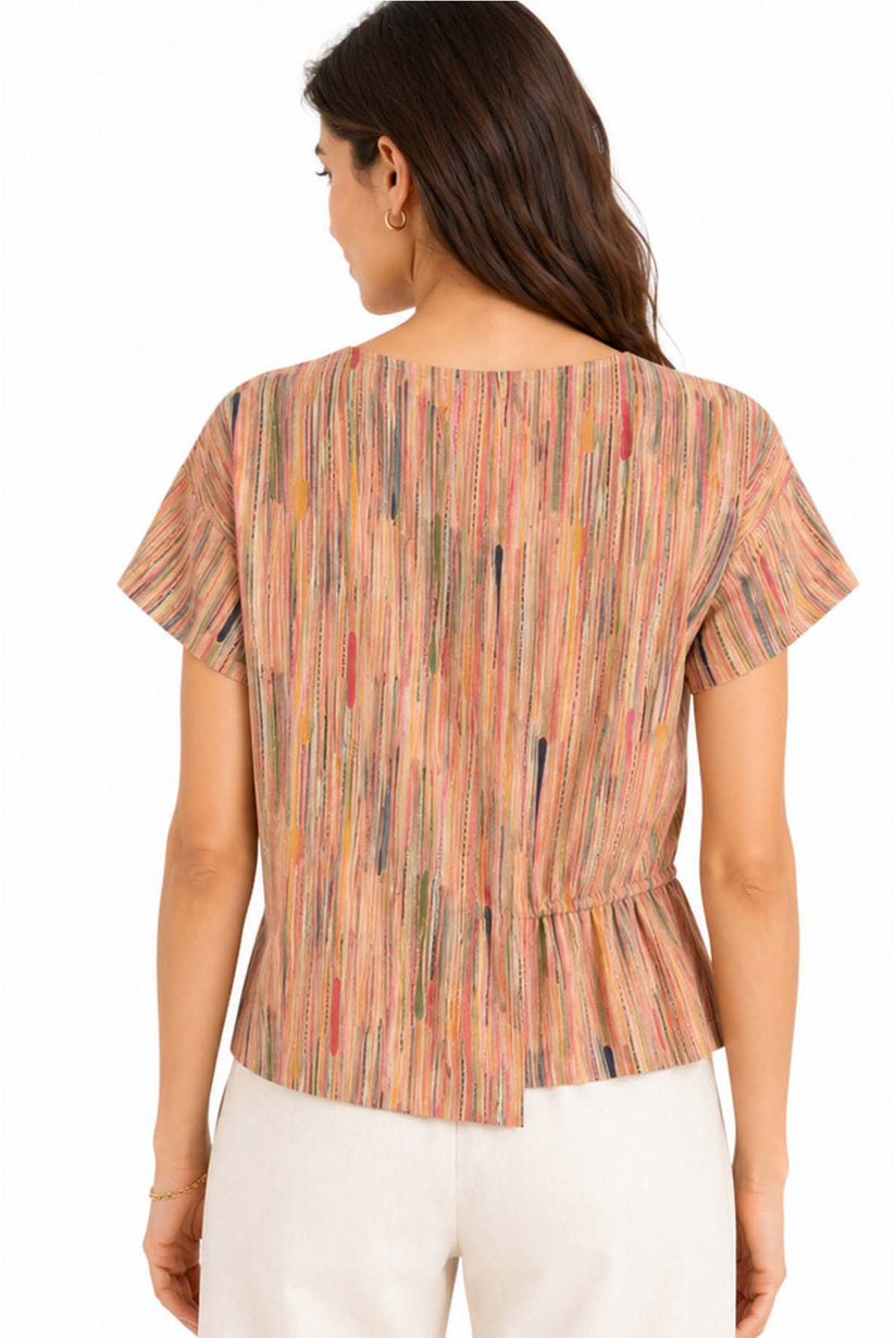 JJ Sisters Sienna Swiss Cotton Top in Multi Fine Line