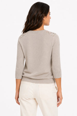 JJ Sisters Marisol Silk Linen Cardigan in Stone