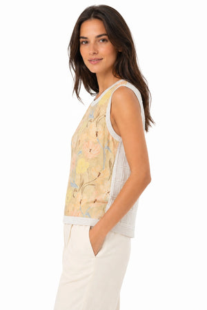 JJ Sisters Aurelia Silk Linen Top in Buttercream Floral
