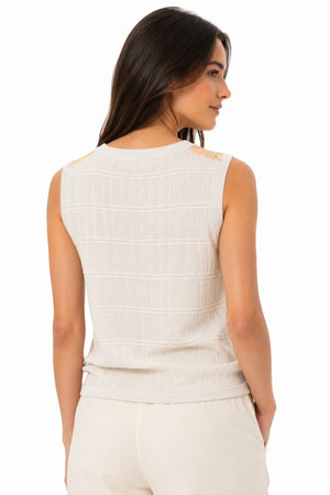 JJ Sisters Aurelia Silk Linen Top in Buttercream Floral