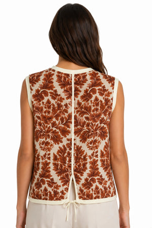 JJ Sisters Elodie Viscose Top in Botanical Brown