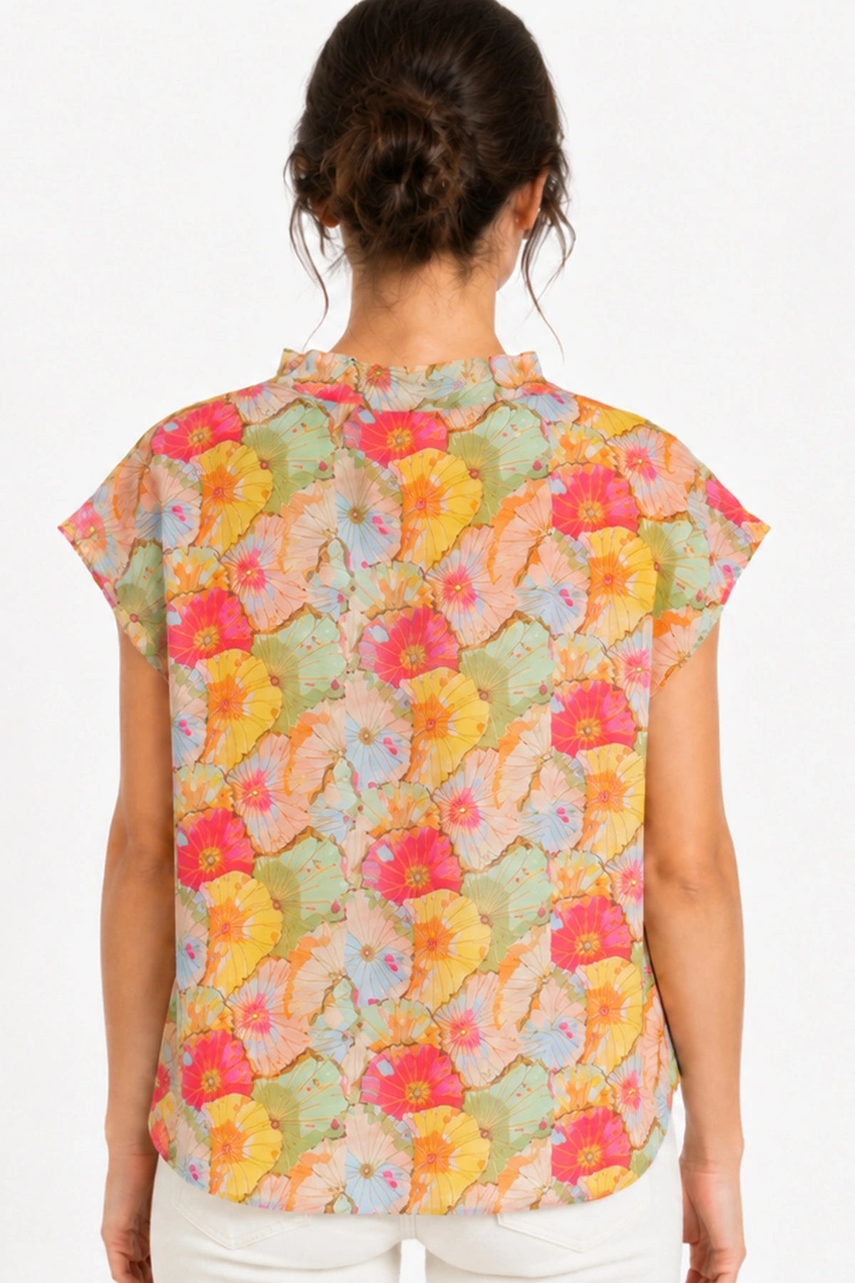 JJ Sisters Bloom Cotton Top in Summer Flowers