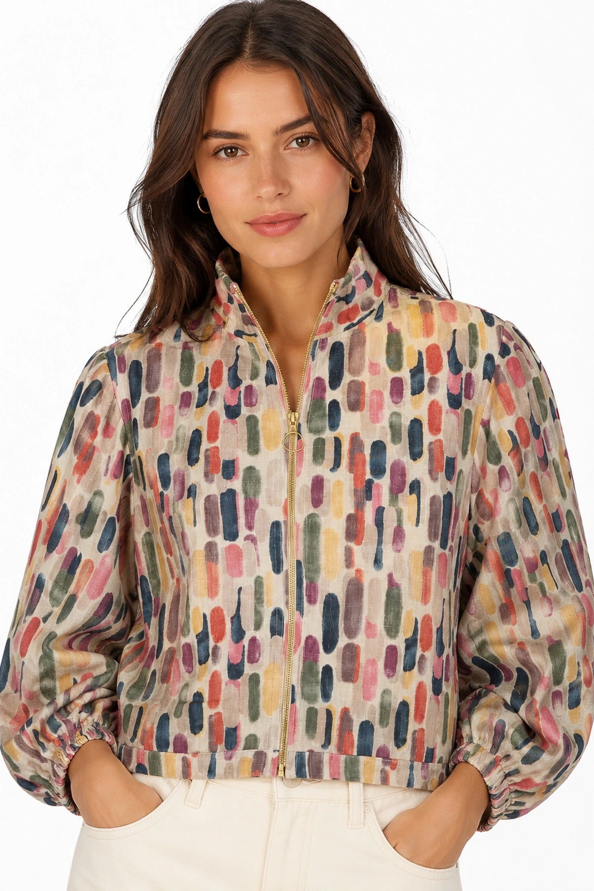 JJ Sisters Paloma Linen Jacket in Paint Swatches