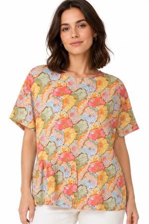 JJ Sisters Marigold Swiss Cotton Top in Summer Flower