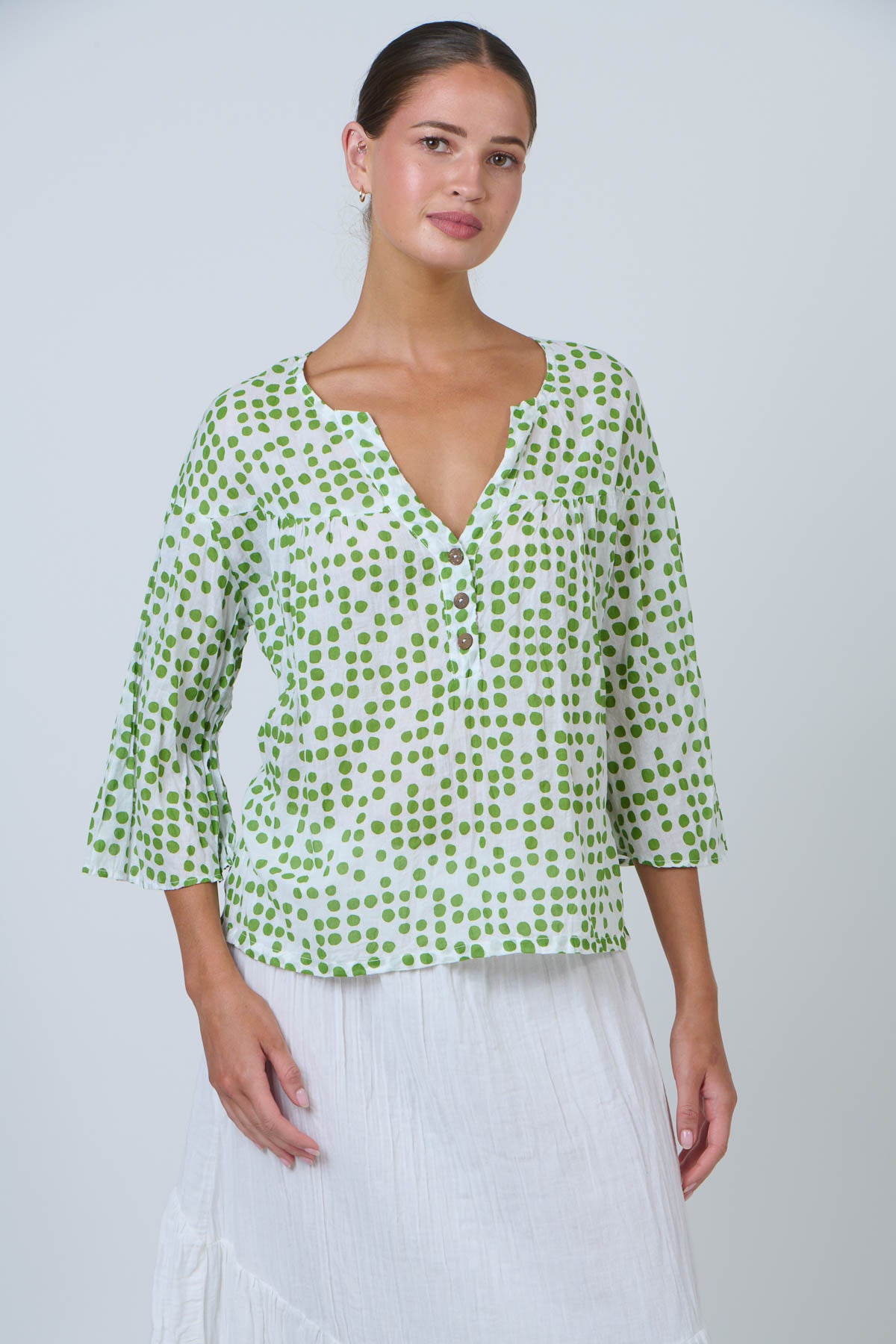 Namastai Dots Poet Blouse in Code Meadow