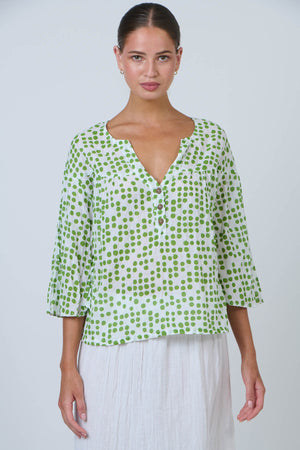 Namastai Dots Poet Blouse in Code Meadow