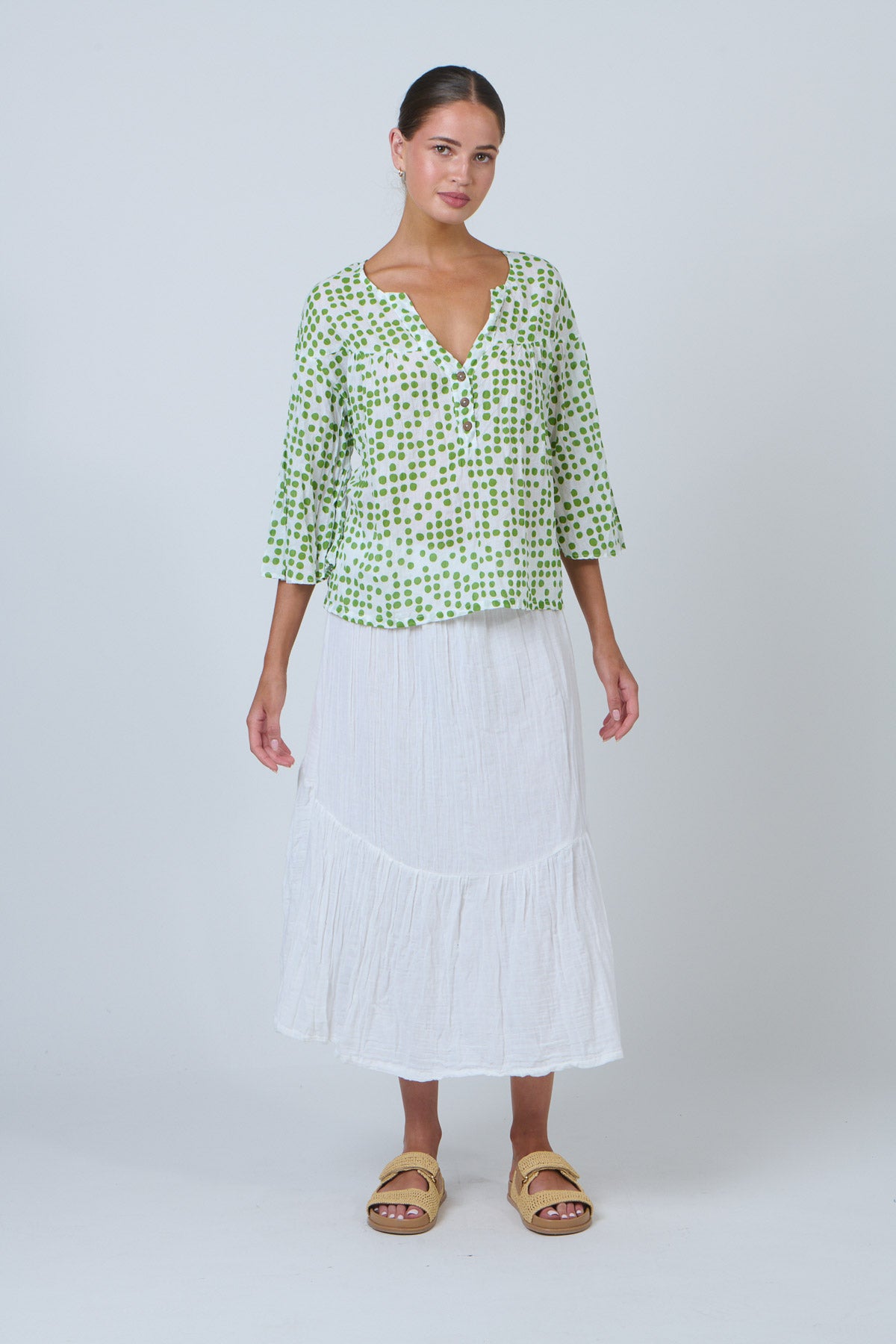 Namastai Dots Poet Blouse in Code Meadow