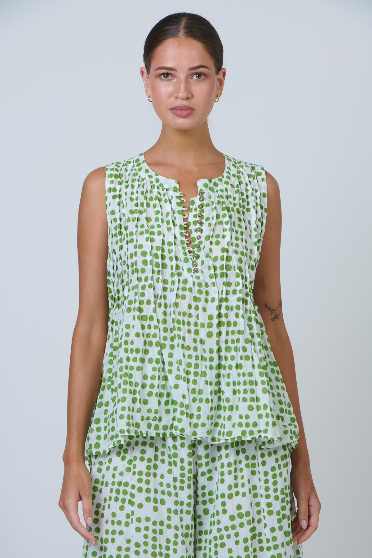 Namastai Pintuck Shell Tank in Code Meadow