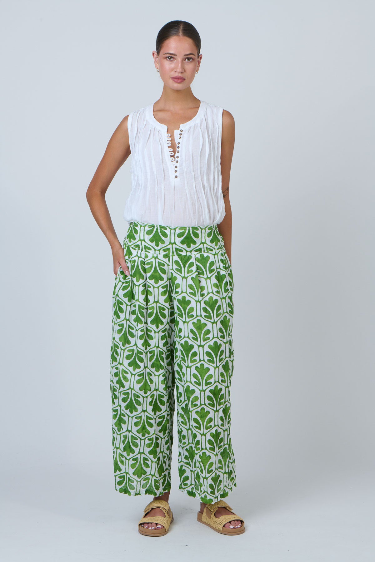 Namastai Wander Wide Leg Pant in Oak Meadow