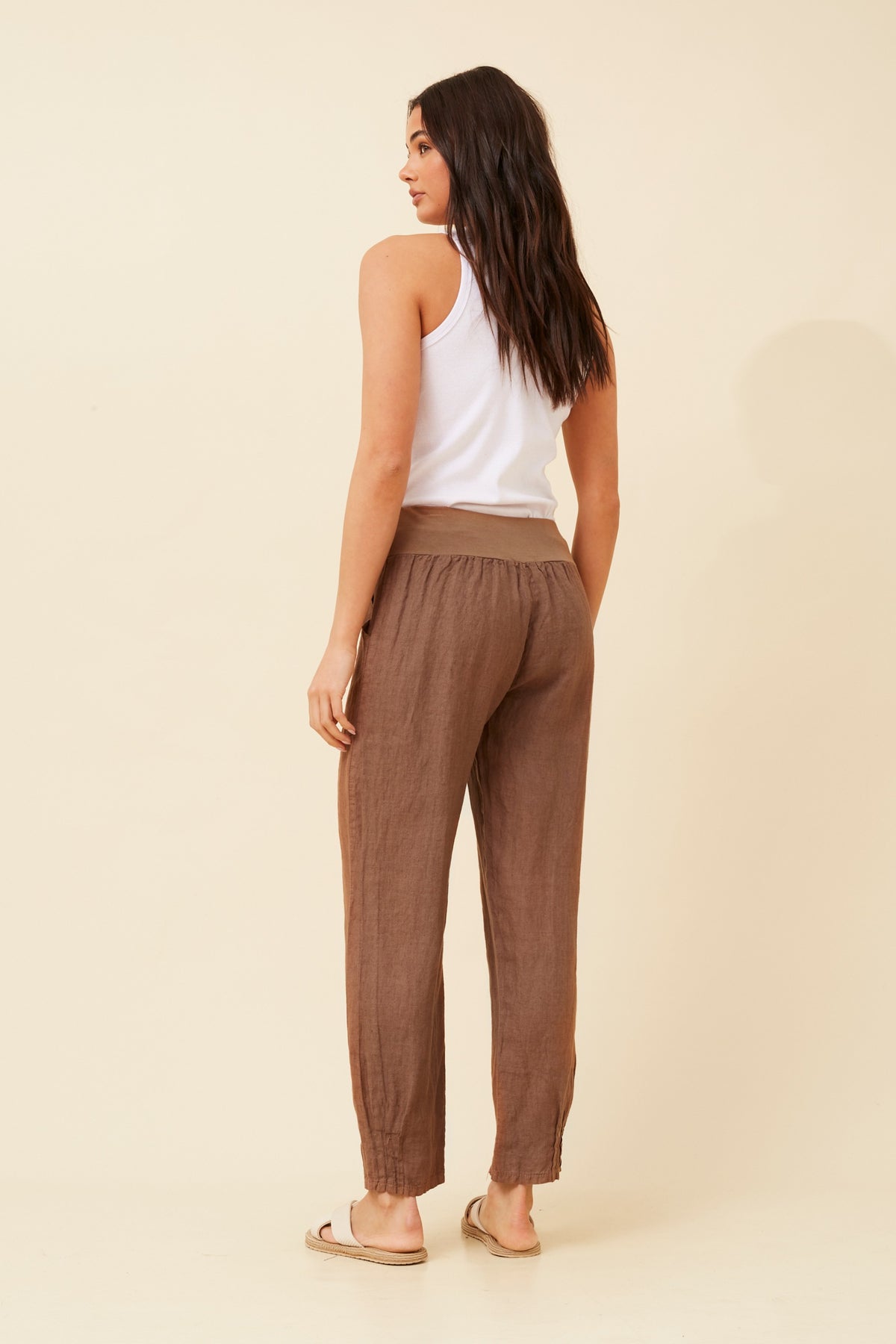 Bottega Moda Linen Pant in Tobacco