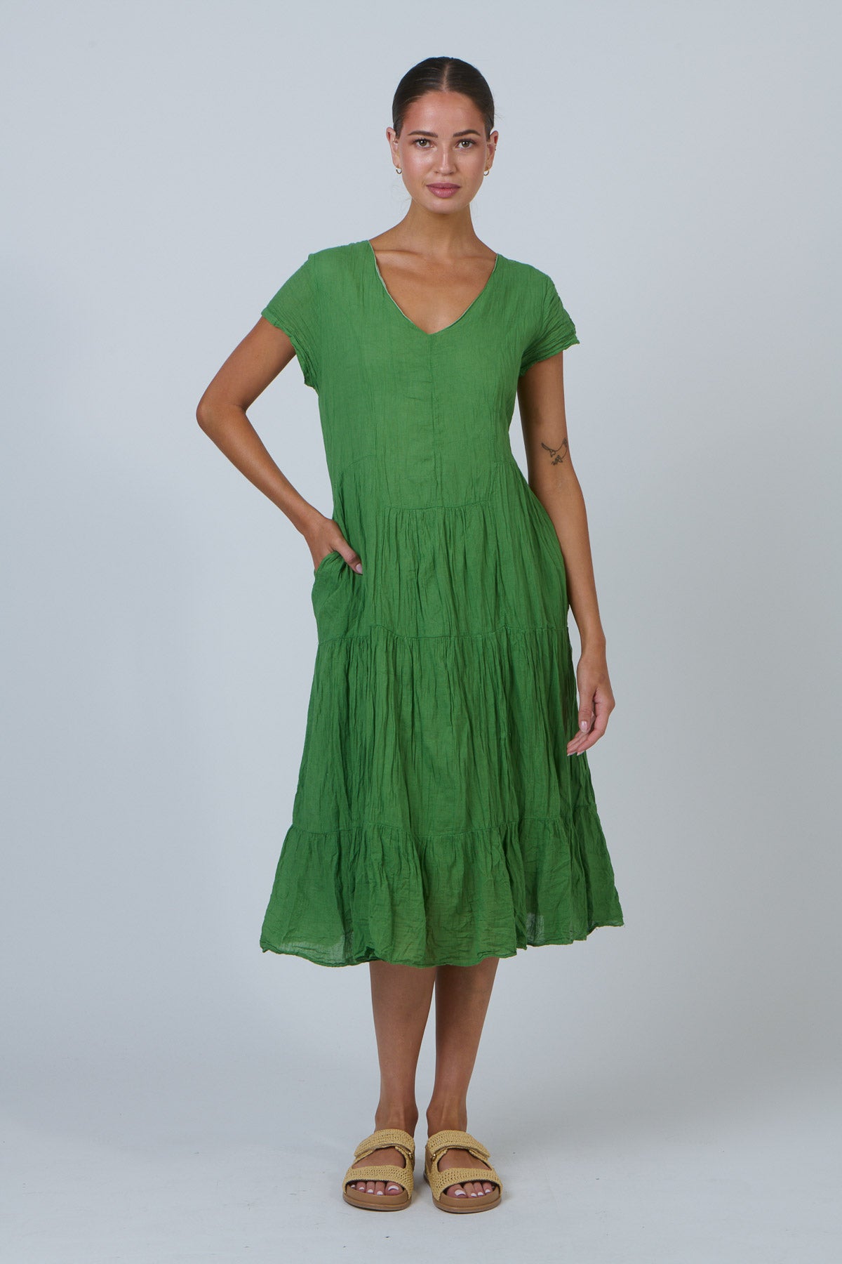 Namastai Tiered Midi Dress in Meadow