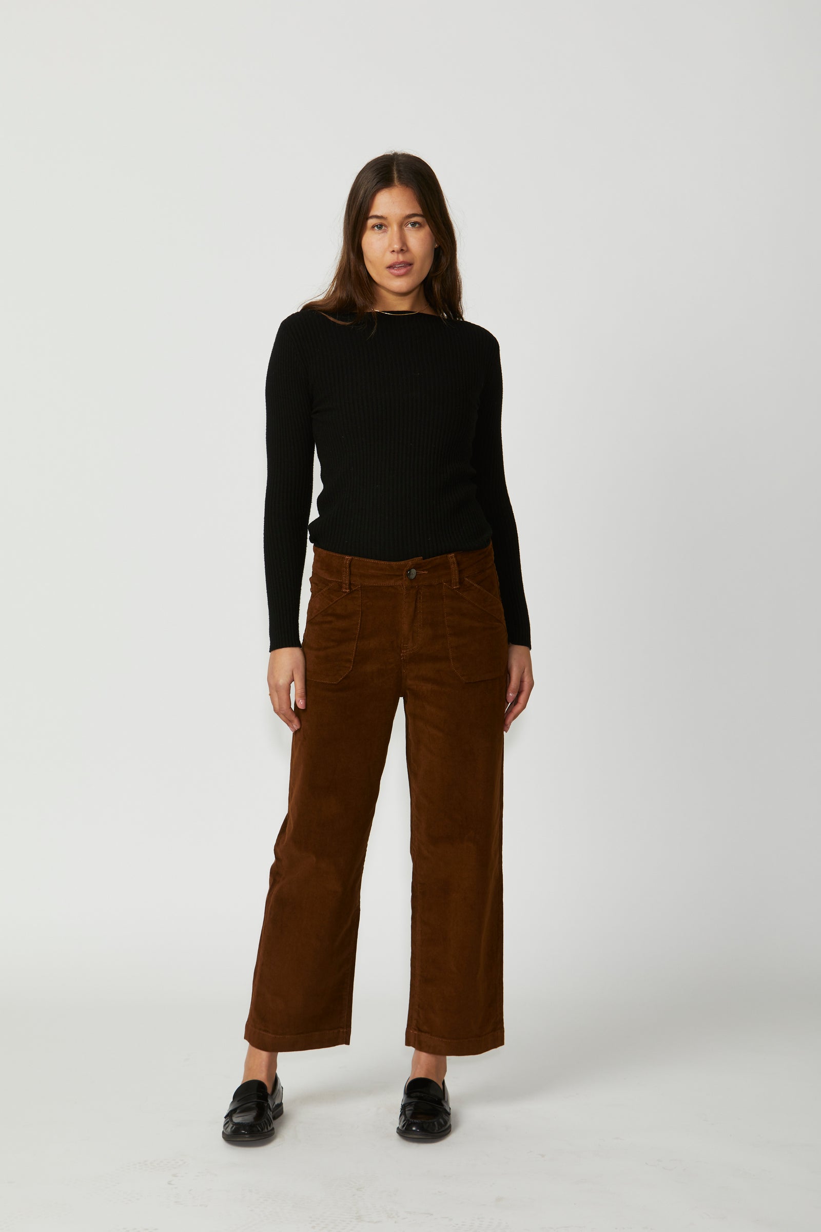 New London Jeans Penrith Loose Leg Ankle Grazer Cord Jean in Spice