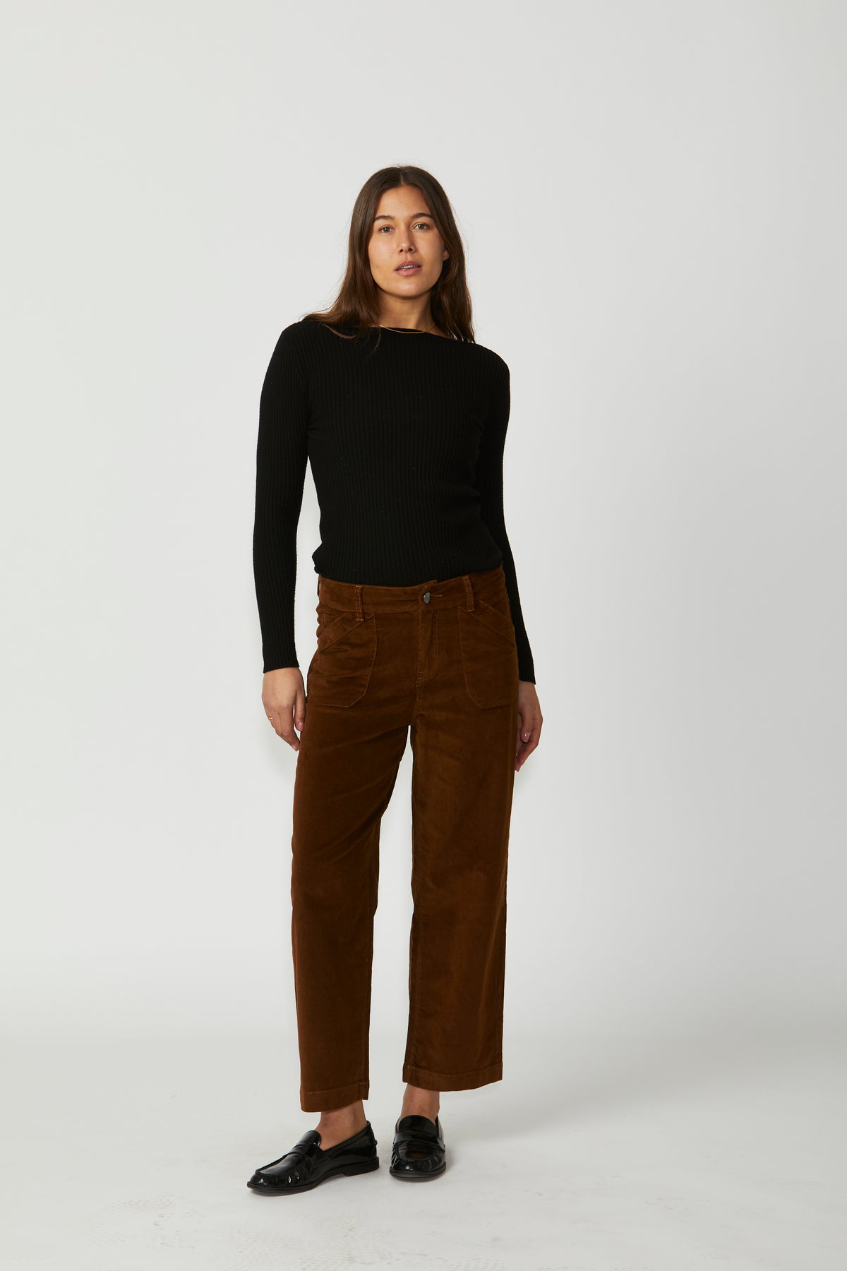 New London Jeans Penrith Loose Leg Ankle Grazer Cord Jean in Spice