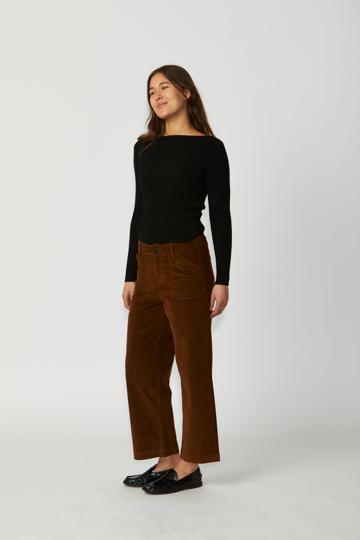 New London Jeans Penrith Loose Leg Ankle Grazer Cord Jean in Spice