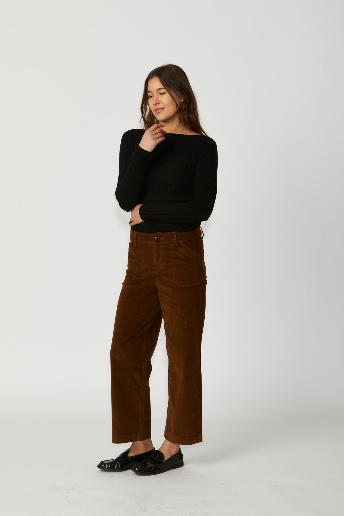 New London Jeans Penrith Loose Leg Ankle Grazer Cord Jean in Spice