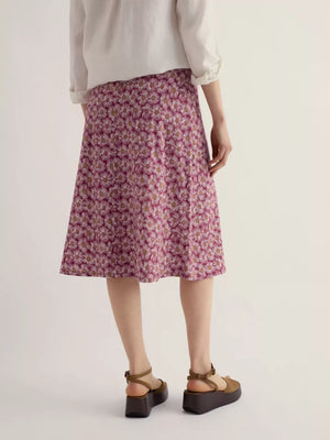 Seasalt Cornwall Rose Skirt Calf in Painted Asters Dark Freesia