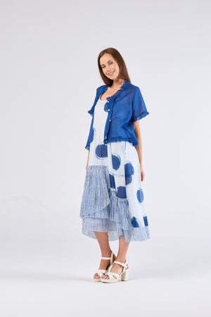 Au Hasard D'un Voyage Frill Seeker Short Cardi in Blue