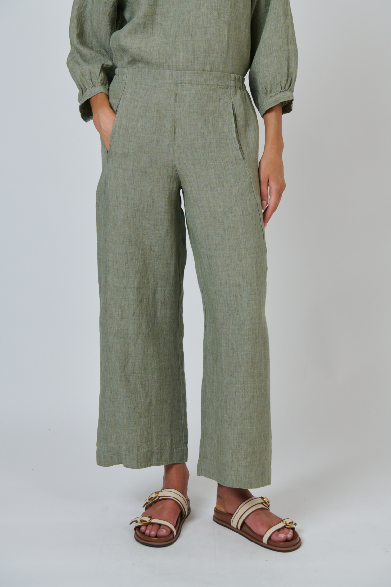 Naturals by O & J Linen Pant in Artichoke