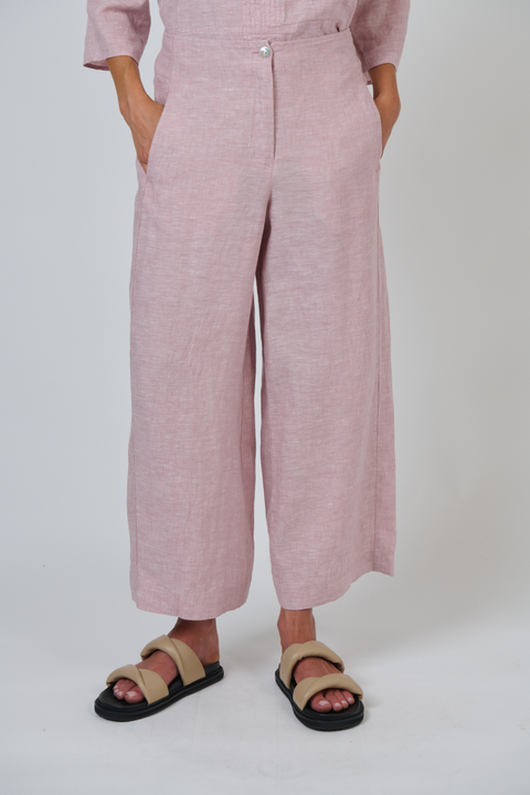 Naturals by O & J Wide Leg Linen Pant in Radish