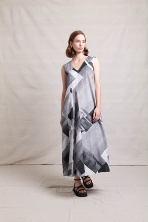 Neris Sphere Dress in Sphere Print LInen