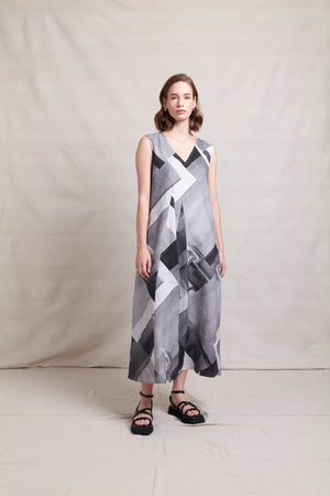 Neris Sphere Dress in Sphere Print LInen