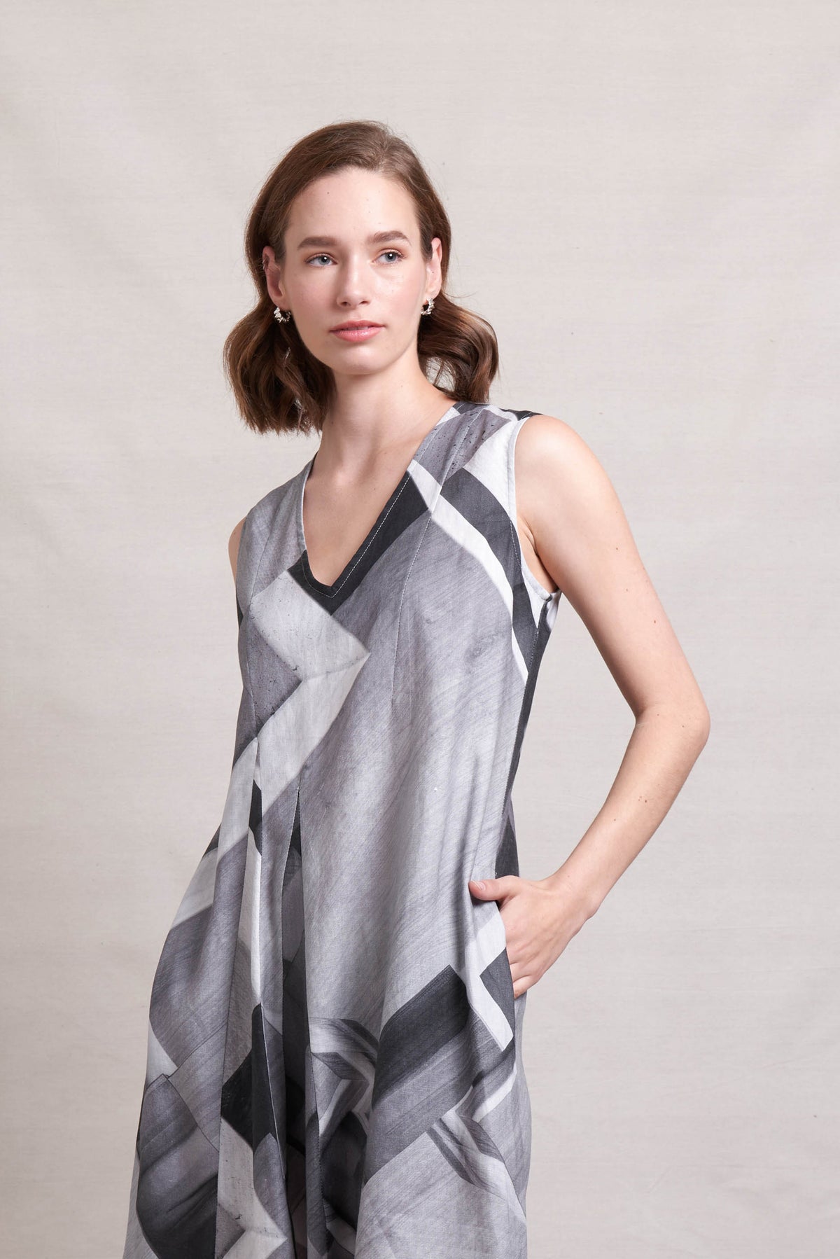 Neris Sphere Dress in Sphere Print LInen