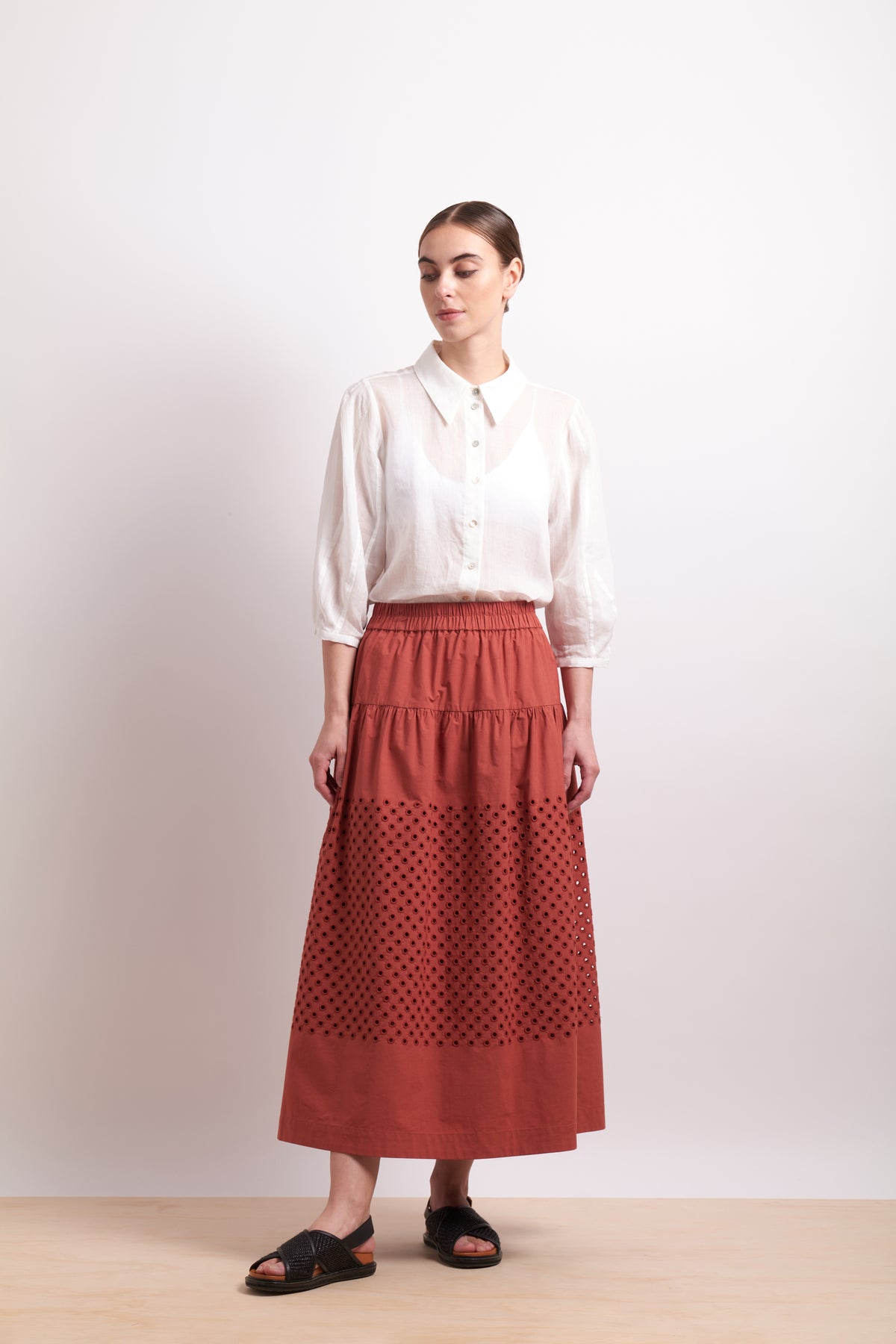 Neris Spot On Skirt in Cinnabar