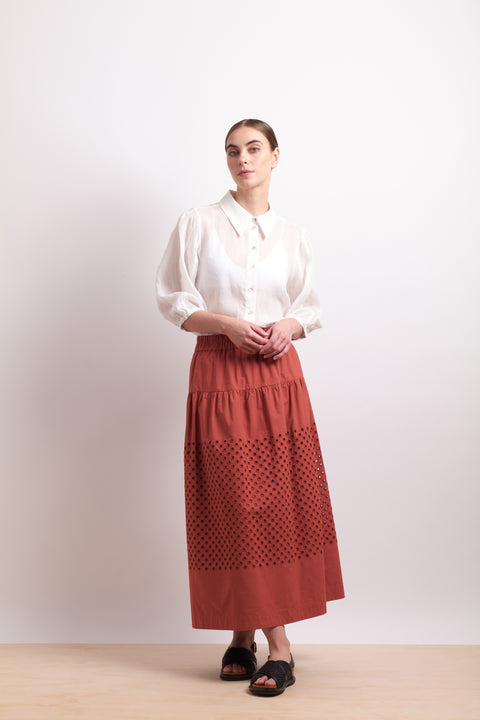 Neris Spot On Skirt in Cinnabar