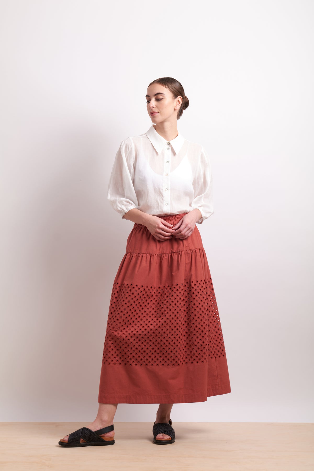 Neris Spot On Skirt in Cinnabar