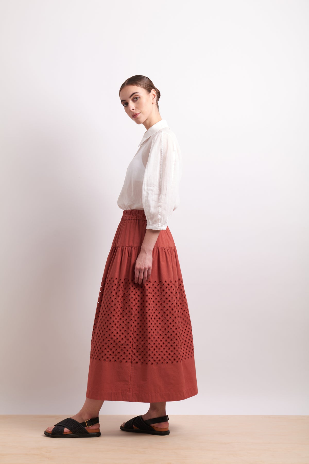 Neris Spot On Skirt in Cinnabar