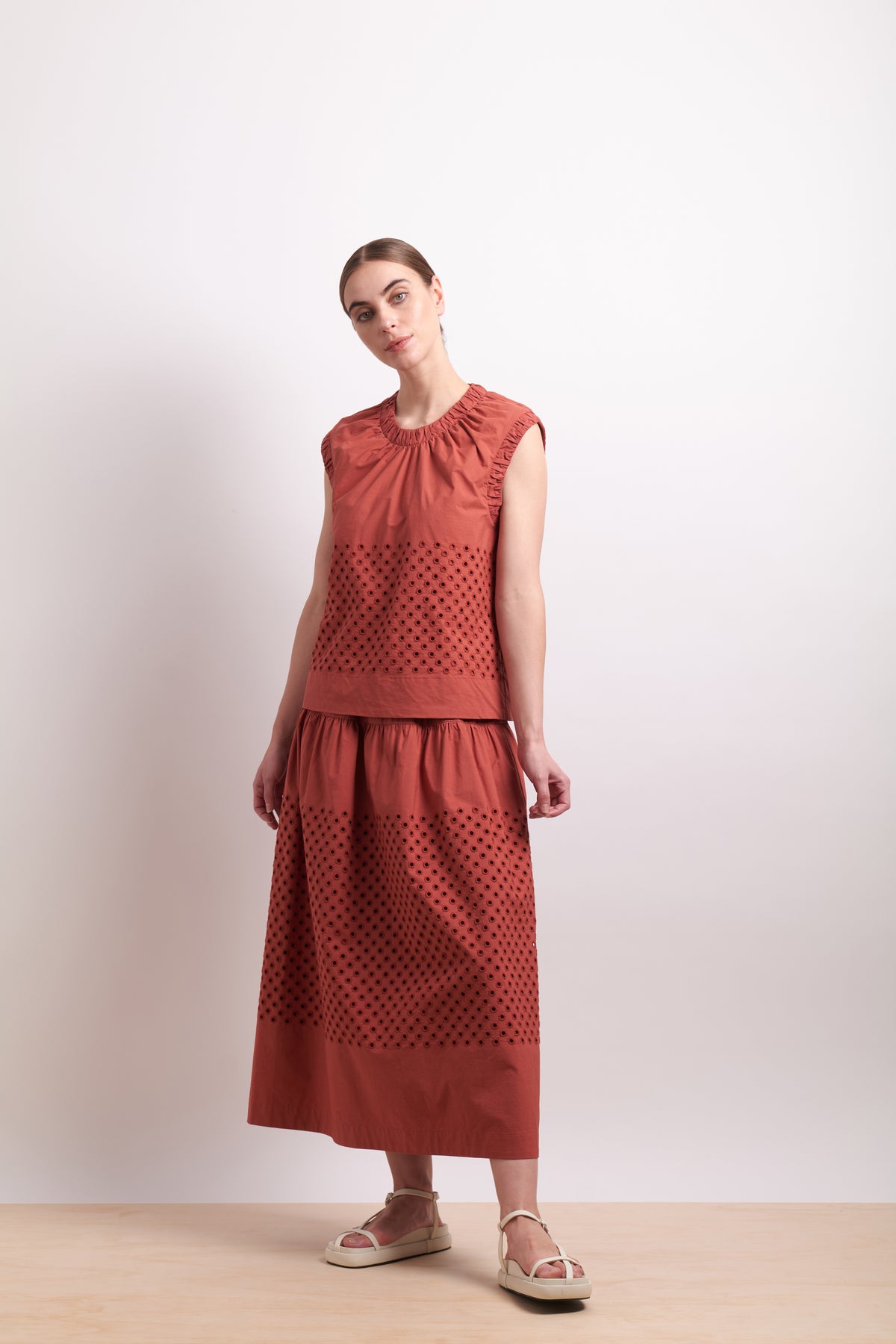 Neris Spot On Skirt in Cinnabar