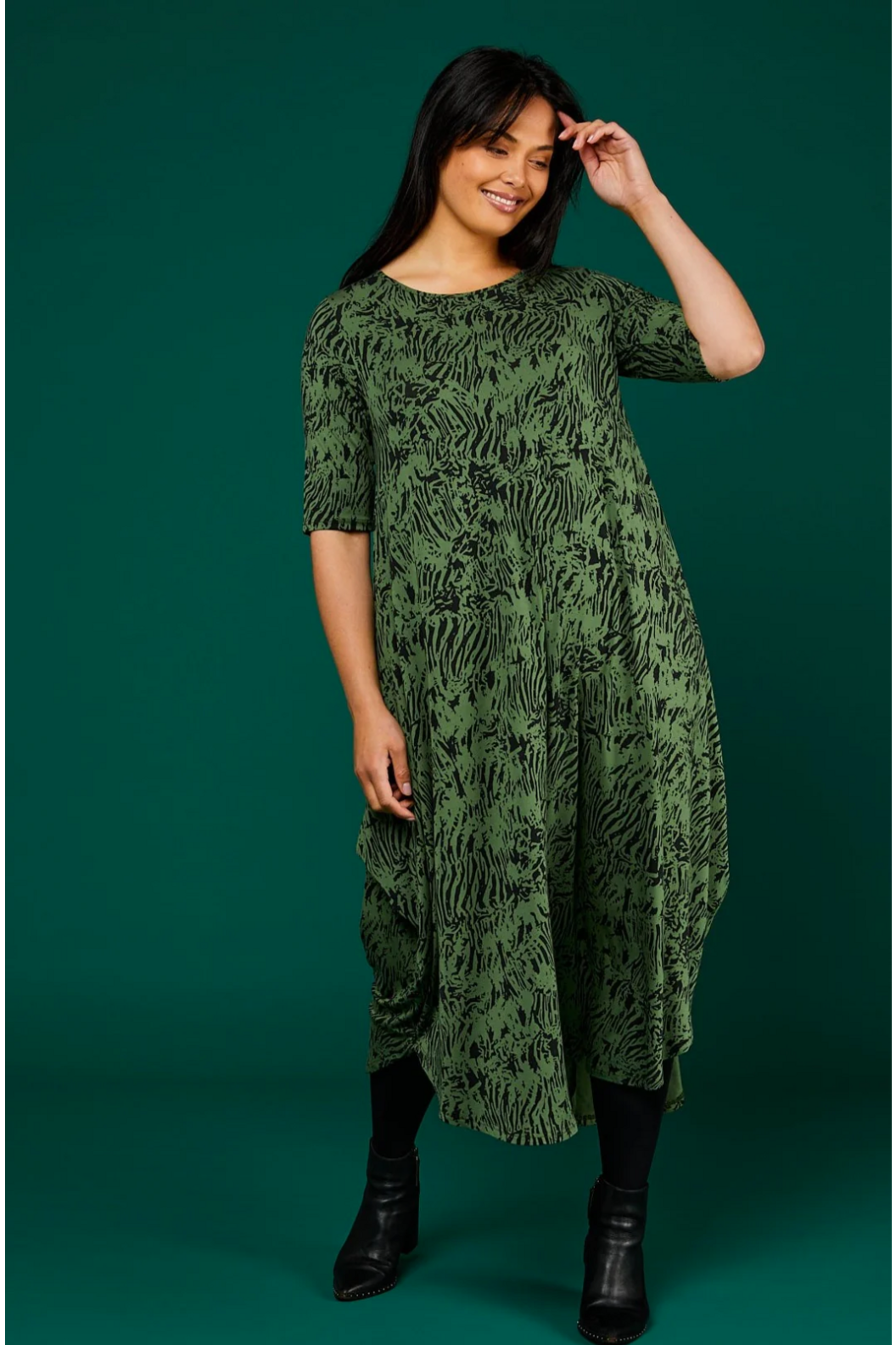 Tani Original Tri Dress in Tiger Green Print