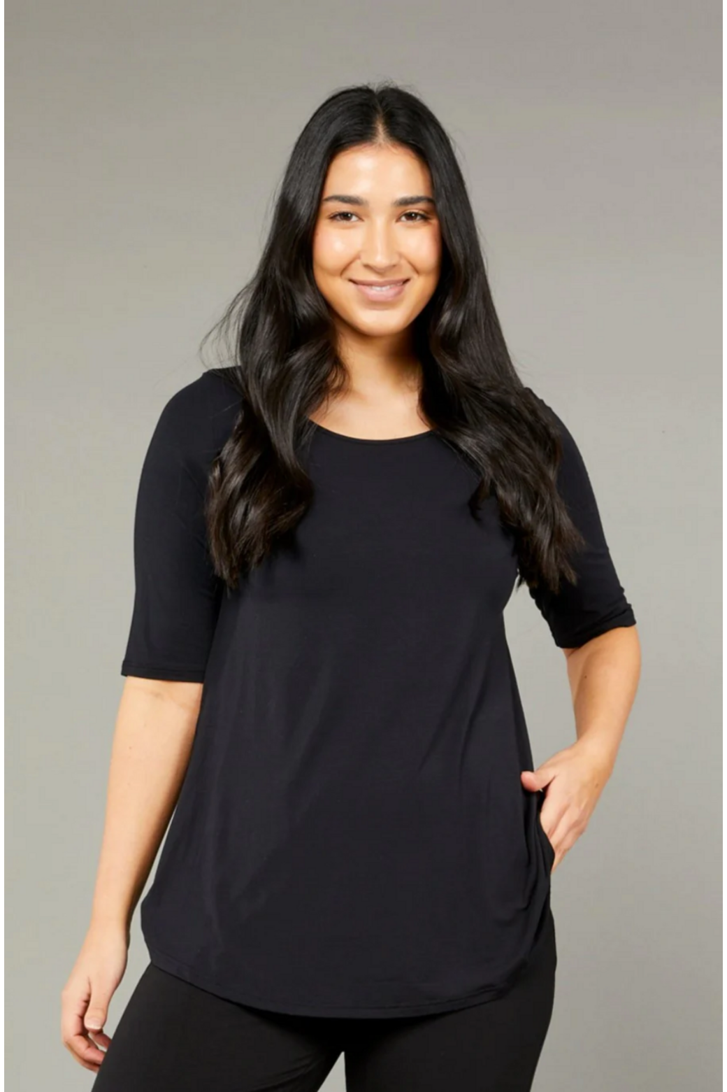 Tani Elbow sleeve swing top in plain colours