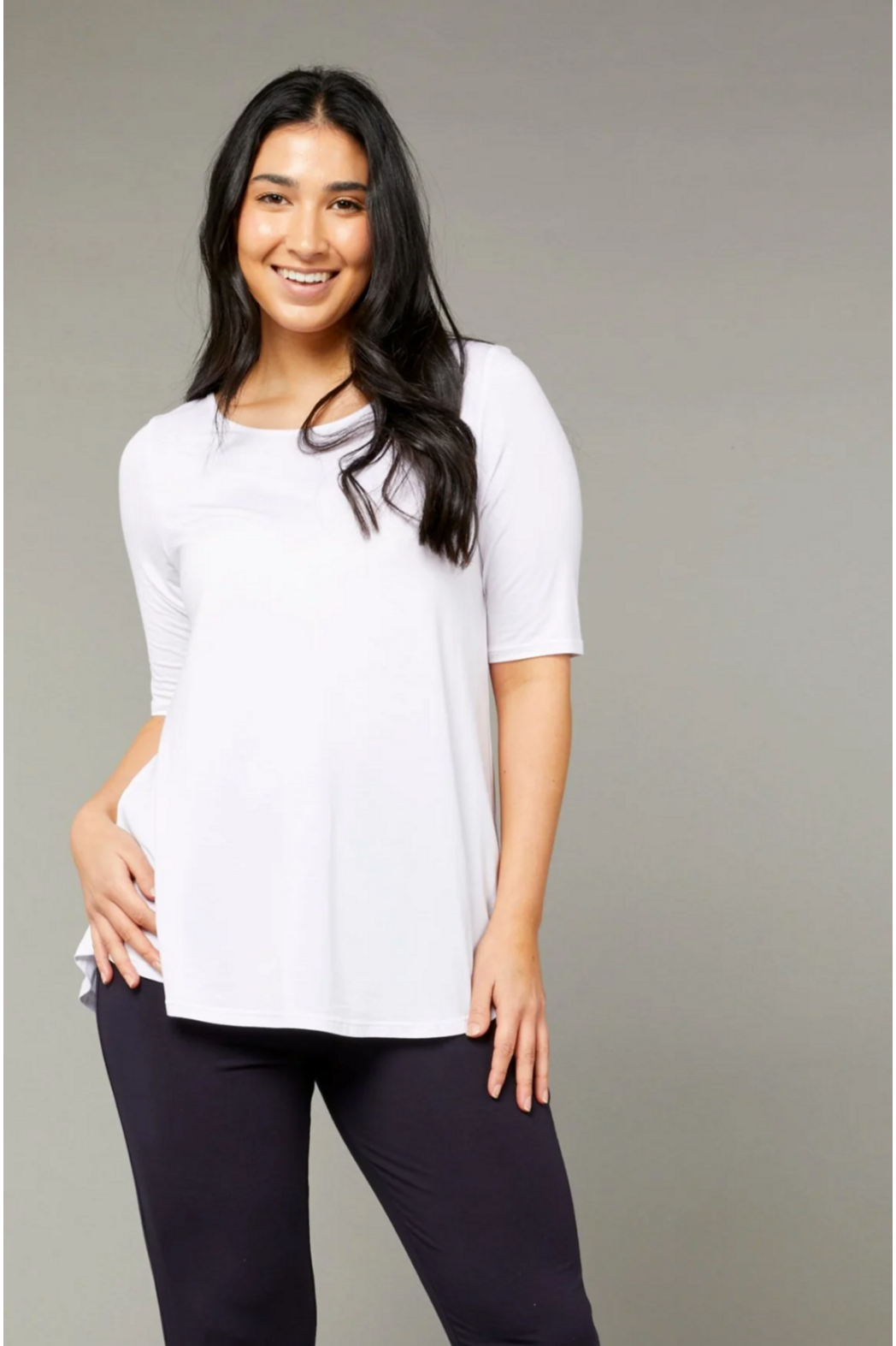 Tani Elbow sleeve swing top in plain colours