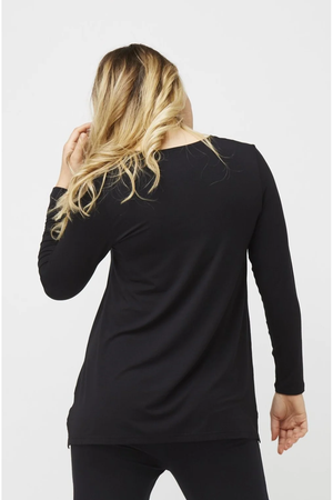 Tani High round neckline with long sleeve Swing Top in plain colours