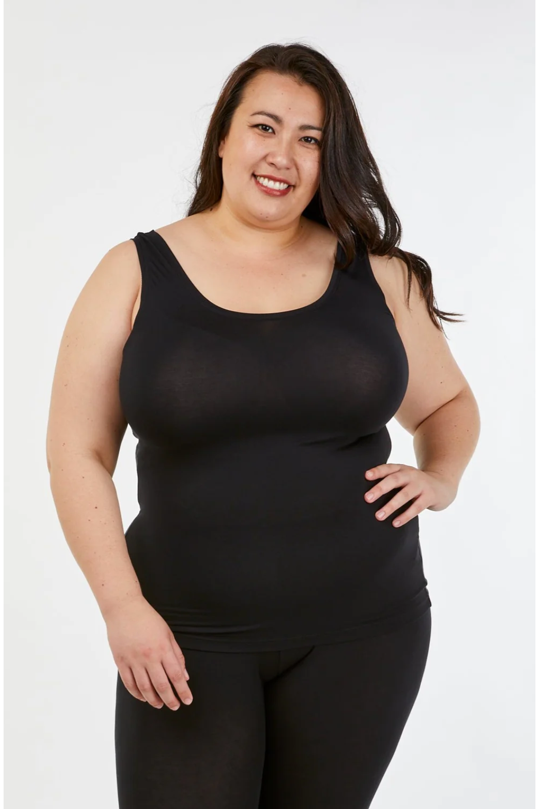 Tani Scoop Neck Fitted Tank Top in plain colours